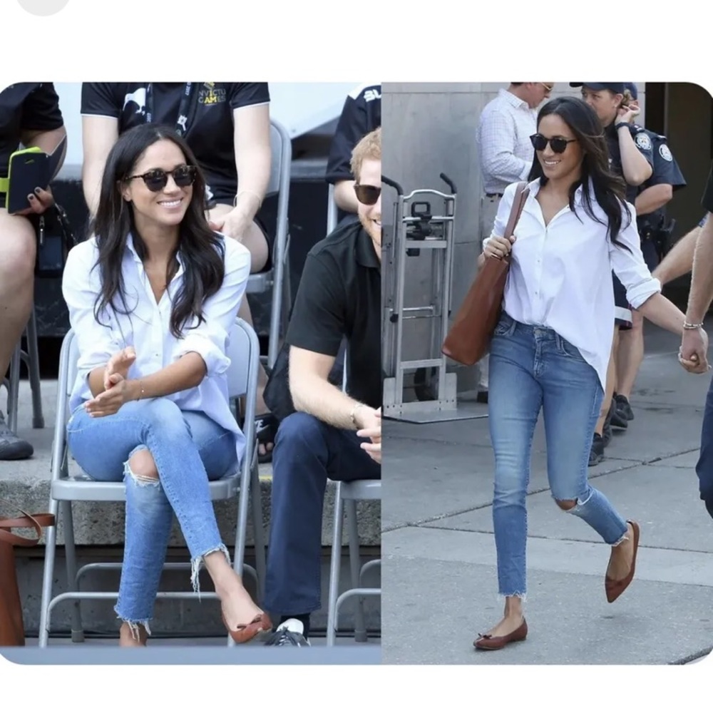 MOTHER Light Blue Distressed Cropped Ankle Jeans